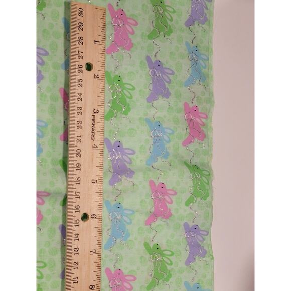 SPRING EASTER BUNNY BUNNIES HOP GLITTER Fabric 1 Yard Cotton Fabric New - Picture 3 of 4
